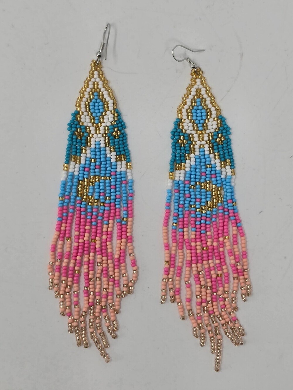 Bohemian Moon Colorful Beaded Fringe Earring